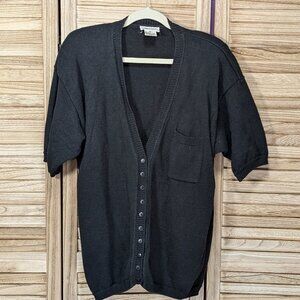 Darian Cardigan Button-Up Short Sleeve Black Size 18